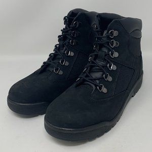 New No Box Timberland Big Kid Field Boot 6", Black Nubuck, 6 US